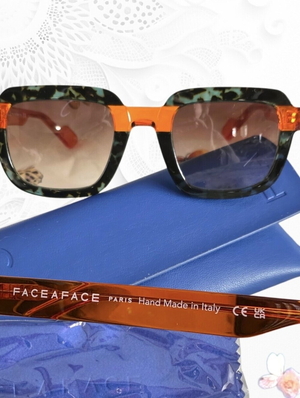 Face A Face Paris BLANK 2 Handmade Italy Designer Sunglasses Orange Green NWT